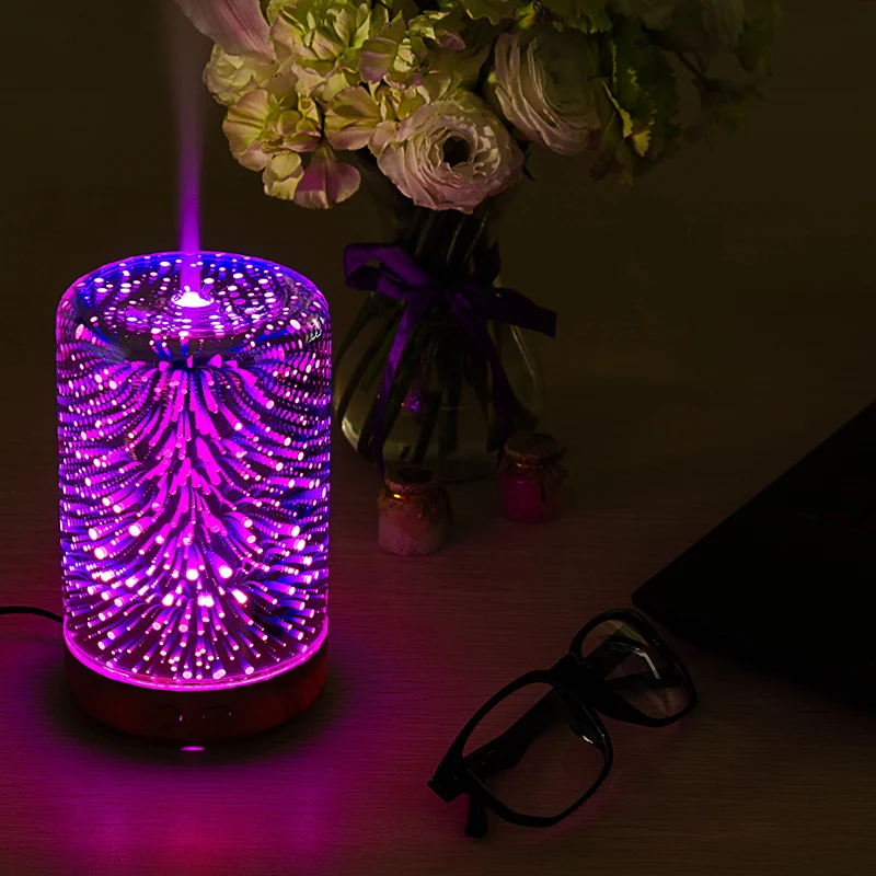 

LED 3D Table Lamp Colorful Fireworks Night Light Air Humidifier Mist Ultrasonic Sprayer For Bedroom Hotel Bar Aromatherapy Light