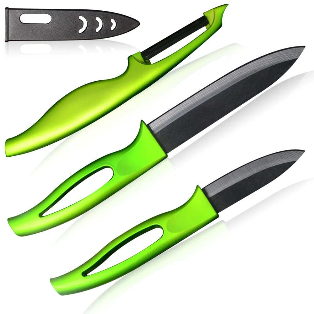 High grade ceramic knives 3 pcs set 5 inch slicing 3 inch paring