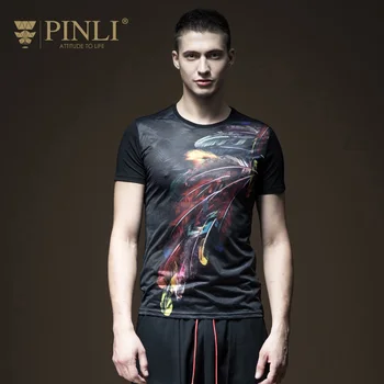 

Pinli 2020 Summer New Discount Clearance Slim O-Neck Panel Printed Anti-Wrinkle Casual men Short Sleeve T-Shirt Street fashion