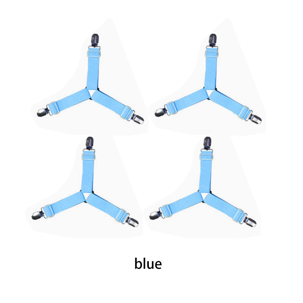 4 шт. постельное белье для матраца Одеяла Домашние Захваты зажим держатель крепеж Нескользящие эластичные ремни крепления Противоскользящий ремень - Цвет: blue