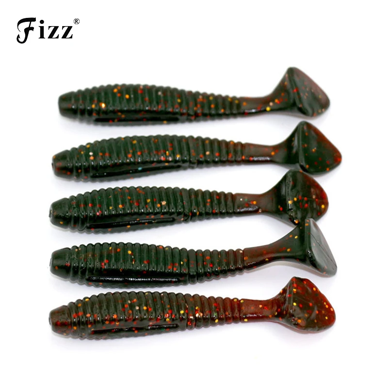 

5Pcs 7.5cm 5.5g Freshwater Fishing Lure Soft Rubber T Tail Worm Fake Bait Fishing Tackle Accessories