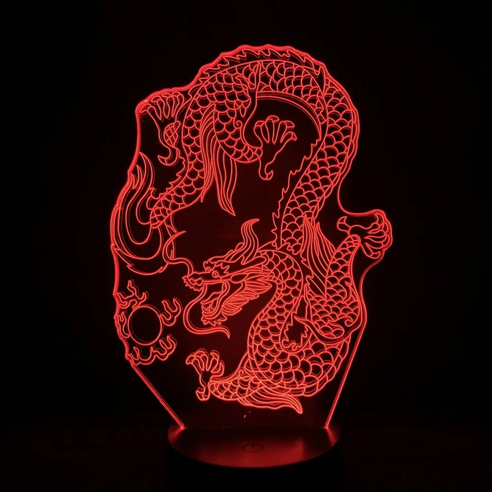 

3D Optical Dragon with Chinese Characteristics Indoor Led Night Light Myth Culture Prospious Loong Teenagers Moon Lamp 3d Lamp