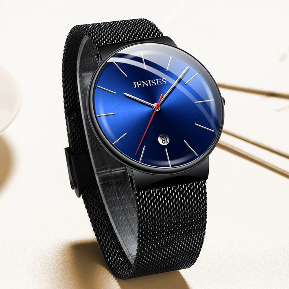 Montre Homme 2020 Модные Бизнес кварцевые наручные часы для мужчин JENISES стальные с