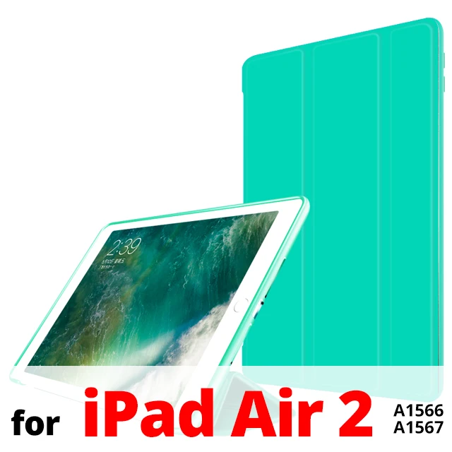 Умный чехол для iPad Air 2 Air 1 9,7 с магнитной подставкой, силиконовая Мягкая задняя крышка из ТПУ для iPad 5 6 из искусственной кожи чехол для iPad Air 2 Чехол - Цвет: Mint Green for Air 2