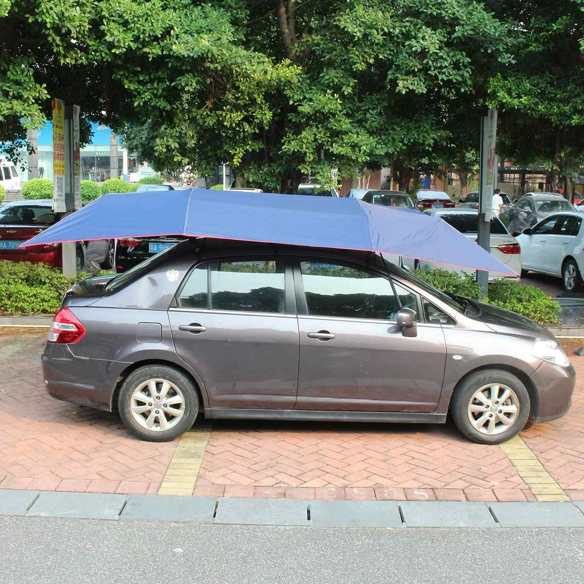400x210 см автомобильный зонтик зонт тент крыша крышка Анти-УФ Горячая защита Открытый протектор солнцезащитный козырек лето - Название цвета: Синий