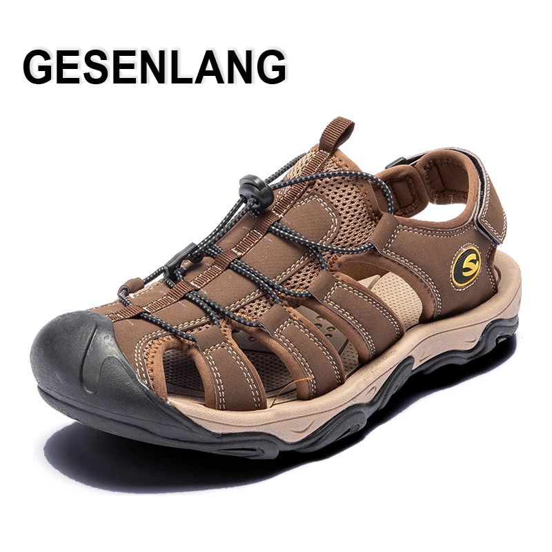 

2019 Men's Closed Toe Sandals Big Size Breathable Quick Drying Male Outdoor Sports Shoes Anti-slip Walking Beach Fisherman Shoes