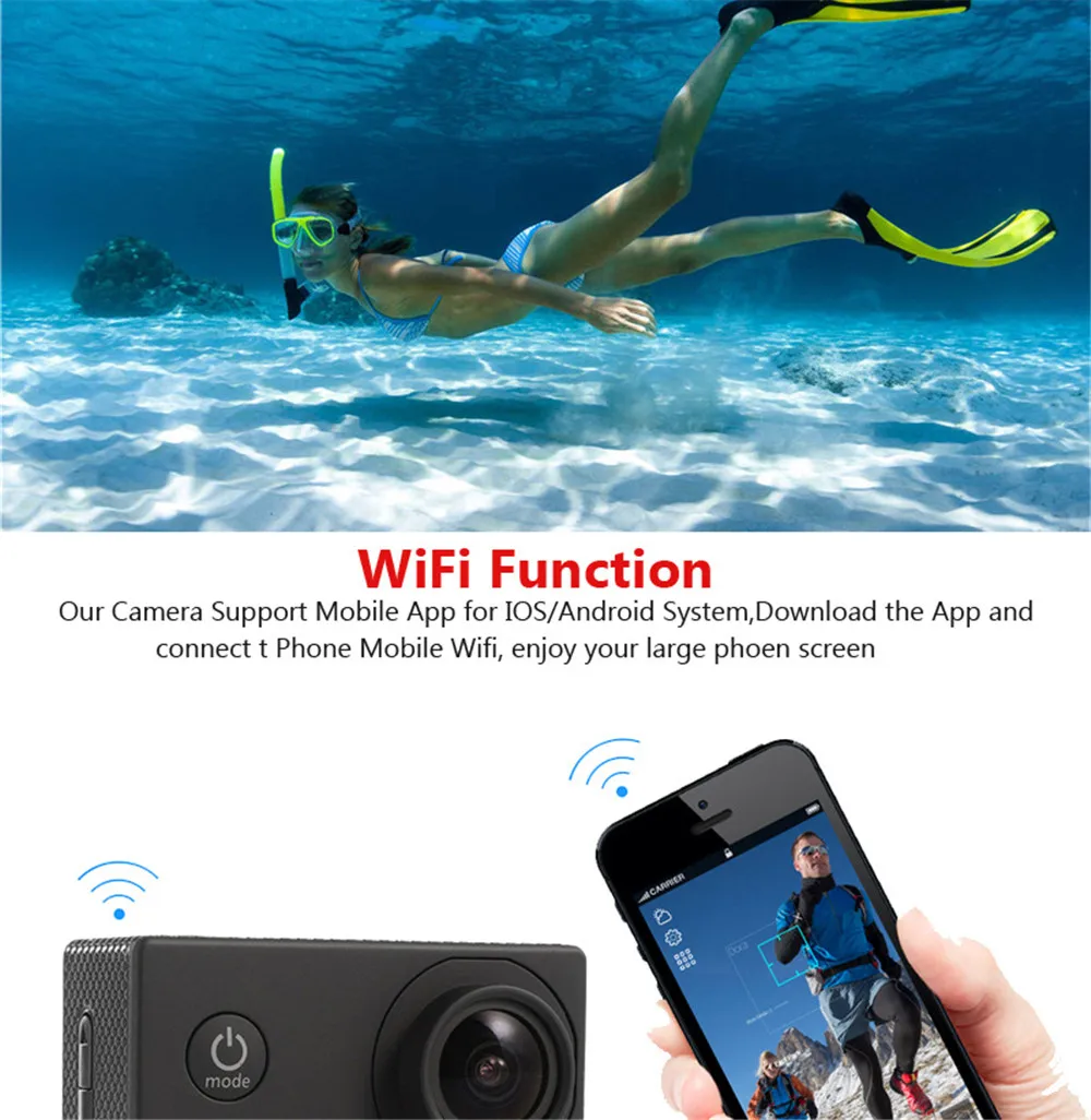 Оригинальная Экшн камера eken H9R/H9 Ultra HD 4K WiFi дистанционное управление спортивная