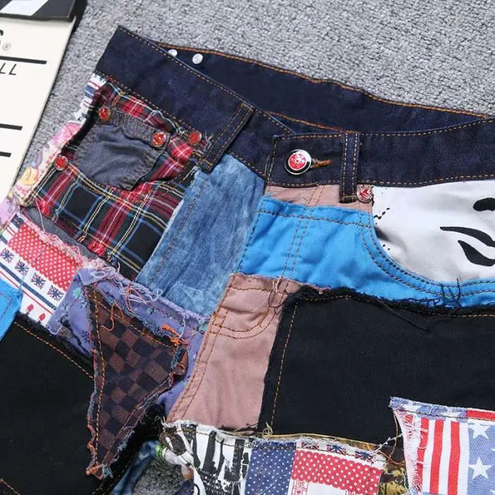 Горячие мужские лоскутные строчки облегающие джинсовые брюки подходят повседневные джинсы на весну TS95