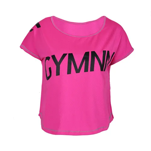4 цвета женская рубашка для йоги Топ для фитнеса, бега, занятий спортом футболка для спортзала с коротким рукавом - Цвет: Pink