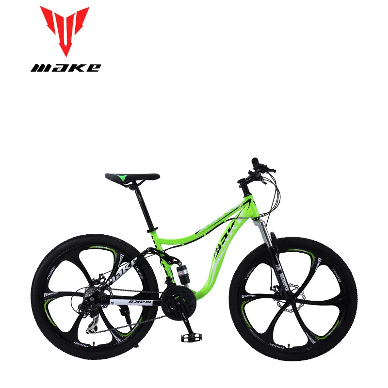 Excellent MAKE Mountain Bike Steel Frame Full Suspension Frame  24 Speed Shimano 26" Alloy Wheel 3
