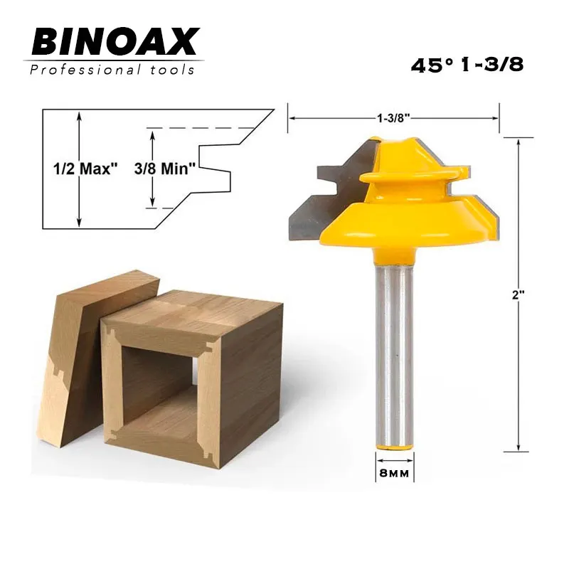 8 мм хвостовик 45 градусов-до 1/" Стоковая Блокировка Торцовочная фреза резчик по дереву