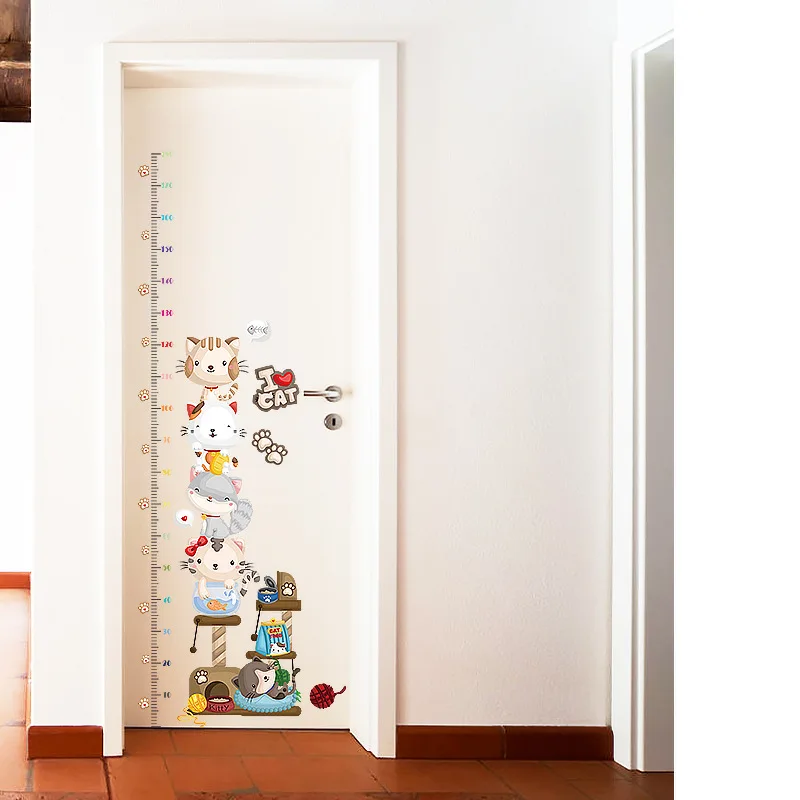 Настенный стикер мультяшка Кот узор Ростомер украшение для дома детский сад HYD88