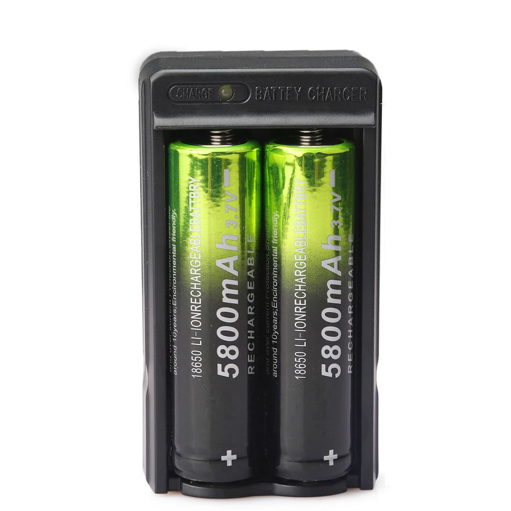 SKYWOLFEYE 2x18650 батарея 5800 mAh Liion 3,7 V аккумуляторная батарея US/EU зарядное устройство для фонарика налобный фонарь