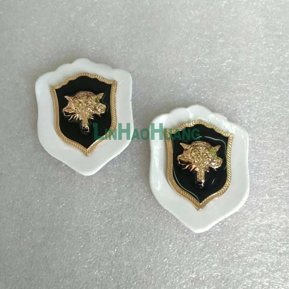 

15pcs/lot white PU sew on leather label badges metal alloy fox badges cloth labels for jeans jacket 2017060603