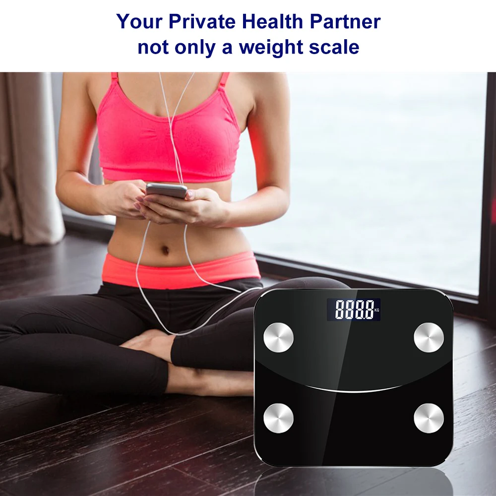 

Smart BMI Scale BT Connection Fat Scale Body Fat Weigh Composition Scale Monitor Analyzer With Smart Phone App & 22 Item Data