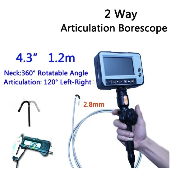 

2.8mm 2 Way Direction 1.2M Rotational Inspection Camera Industry Endoscope Video Borescope 4.3inch LCD USB SD Card ,VD-2ED28