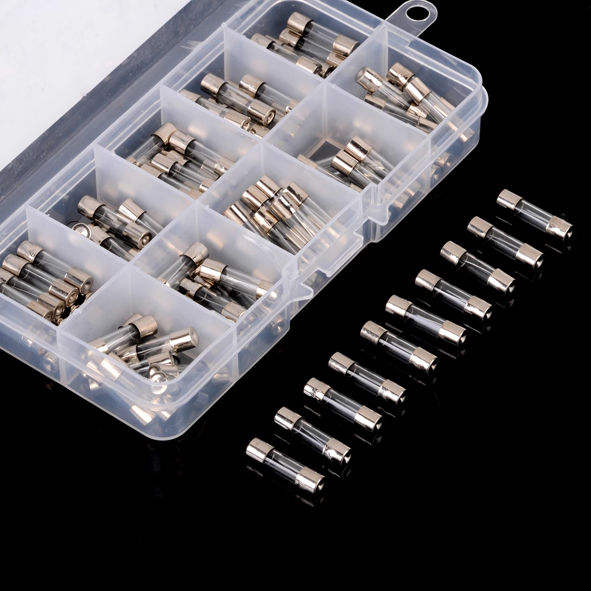 100pcs/lot 5x20mm Electrical Glass Fuse Quick Fast Blow Glass Tube Fuse Assortment Kit 0.2A 15A
