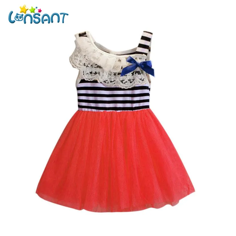 

LONSANT Baby Girls Striped Clothing Vestidos Sleeveless Princess Dresses Party Clothes Vestido De Festa Infantil N30