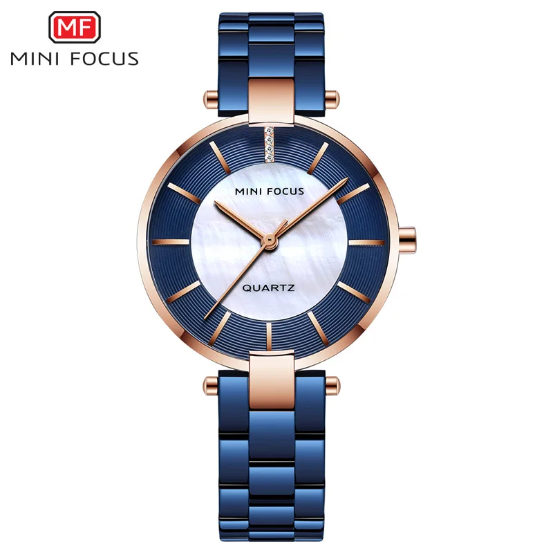 MINI FOCUS Blue Strap Quartz Watches for Women Analogue Waterproof Stainless Steel Luxury Wristwatch for Lady Woman 0244L.04 MINI FOCUS Blue Strap Quartz Watches for Women Analogue Waterproof Stainless Steel Luxury Wristwatch for Lady Woman 0244L.04
