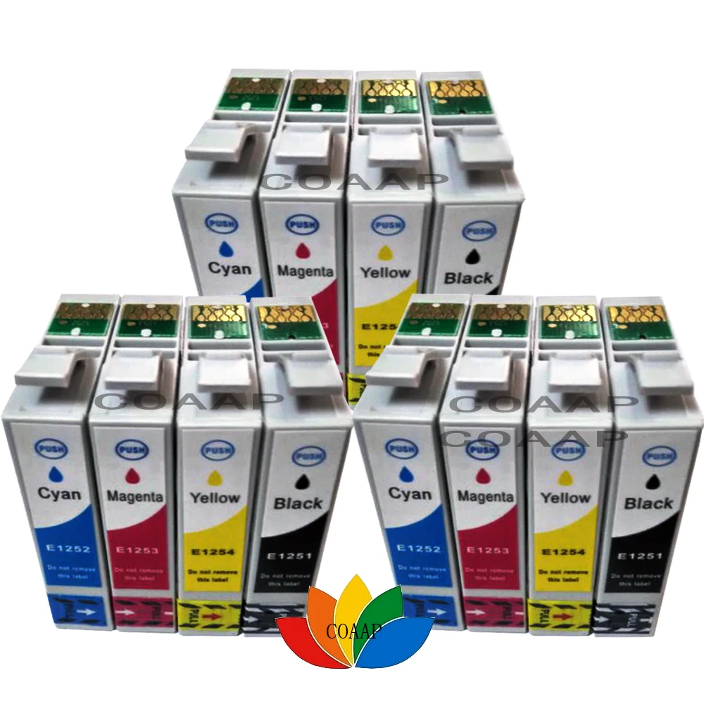 Чернила для совместимых Epson 125 T125 T1251 T1252 T1253 T1254 WorkForce 320 323 325 520 12 упаковок |