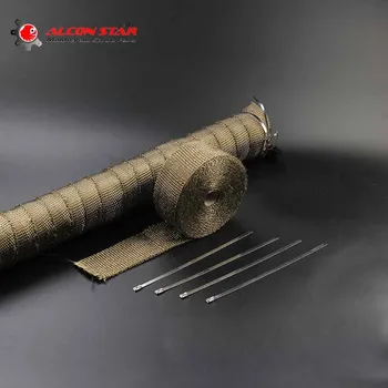 

Alconstar- 5m 10m 15mm Titanium Gold Color Car Motorcycle Motocross Exhaust Pipe Header Heat Wrap Resistant Stainless Steel Tie