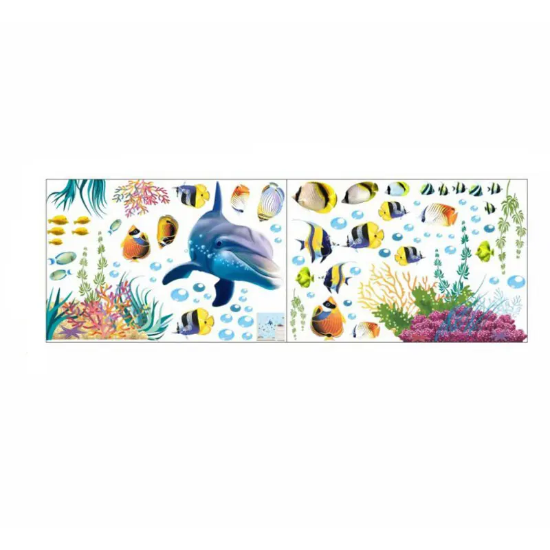 Waterproof Kitchen Bathroom Wall Sticker Ocean Deep Water Sea Home Decorative Stickers Fish Dolphin Decor Decal Mural Kids Room