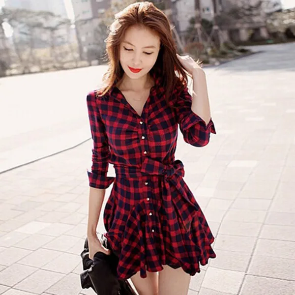 checkered dress long sleeve