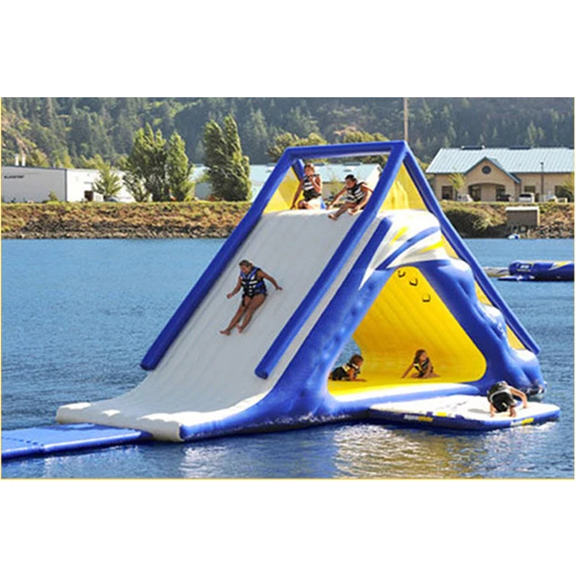 Inflatable triangle slide water toy mobile sea rock climbing slide