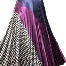 Модная клетчатая плиссированная юбка в стиле High Street, полосатые юбки до середины икры, весенние женские плиссированные юбки