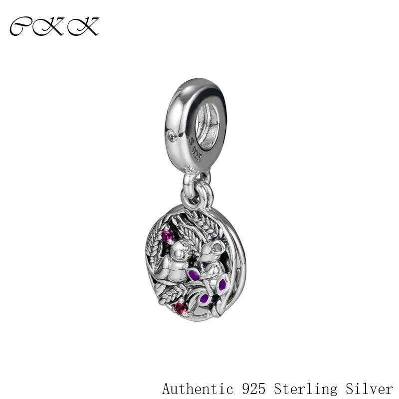 

Beads 100% 925 Sterling Silver Always By Your Side Dangle Charm, Multi Colored CZ & Purple Enamel Fit Bracelets Diy PF840