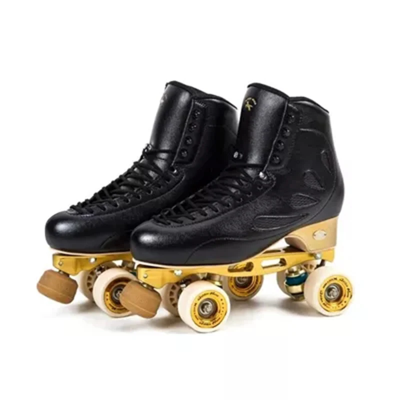 

Children Adult Figure Roller Skating 4 wheels Double Row Two Line Roller Skates Shoes Patines En Linea PU Wheel White Black IB36