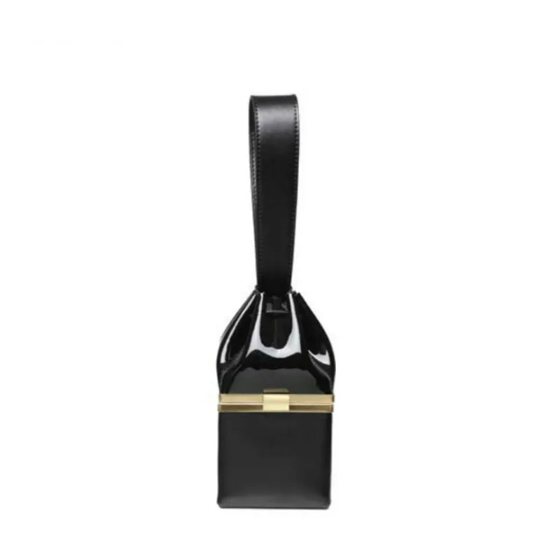 

Runway Fashion New Paint Cover Box Genuine Leather Dinner Handbag Mini Tofu Square Woman Bag Flap Trend
