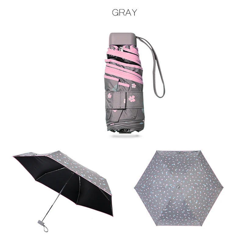 Как и Миниатюрный Складной Зонт от дождя, женский зонт с черным покрытием, маленькие зонты от дождя, модный креативный карманный зонтик UBY15 - Цвет: Коричневый