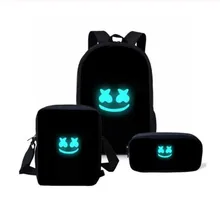 3d Printde Marshmello школьные ранцы для мальчиков и девочек, школьный рюкзак для детей, сумка для книг, mochila, поддержка costomze