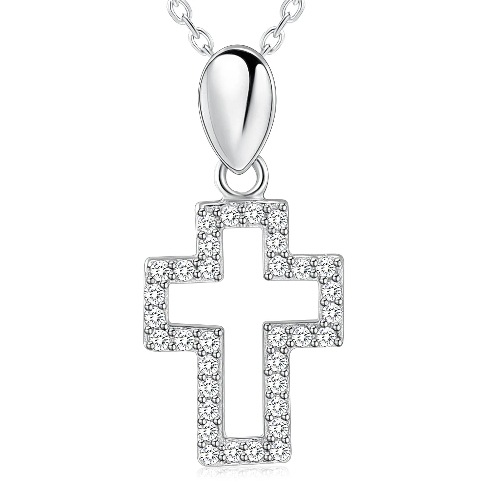 

IJS0011 модные ювелирные изделия стандарт 925 инкрустация Кристалл кубического циркония Полые Крест женщин кулон ожерелье
