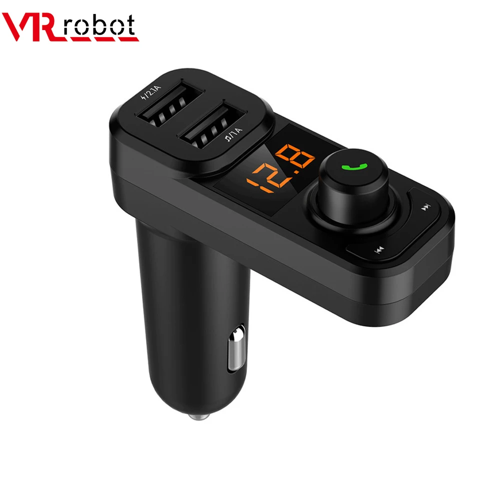 

VR robot Bluetooth FM Transmitter 3.1A Dual USB Charger Car MP3 Player Handsfree Raido Adapter Car Kit Support TF Card U Disk