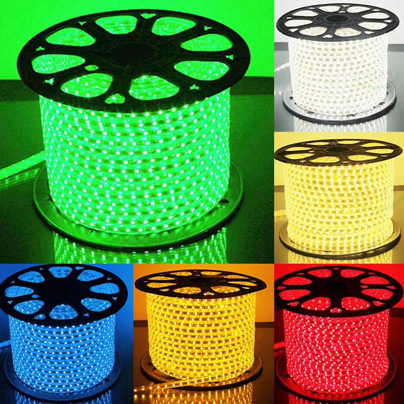 1pc 1M DC220V SMD 5050 RGB White Waterproof LED Flexible Tape Strip Light