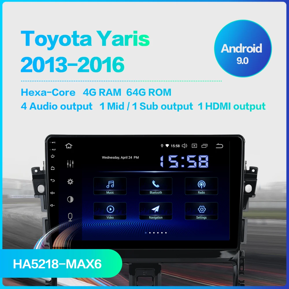 Dasaita 10," ips 1 din Android 9,0 мультимедийная Автомагнитола для Toyota Yaris 2013 USB 4 Гб ram MAX6 gps Bluetooth