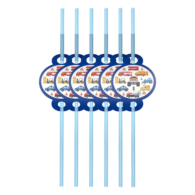 Строительные грузовики инженерные автомобили вечерние полиэтиленовая скатерть одноразовая посуда покрытие стола день рождения украшения Дети - Цвет: straw 6pcs