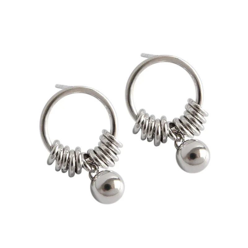 

Modern Round Circle Beads 925 Sterling Silver Dangling Earring