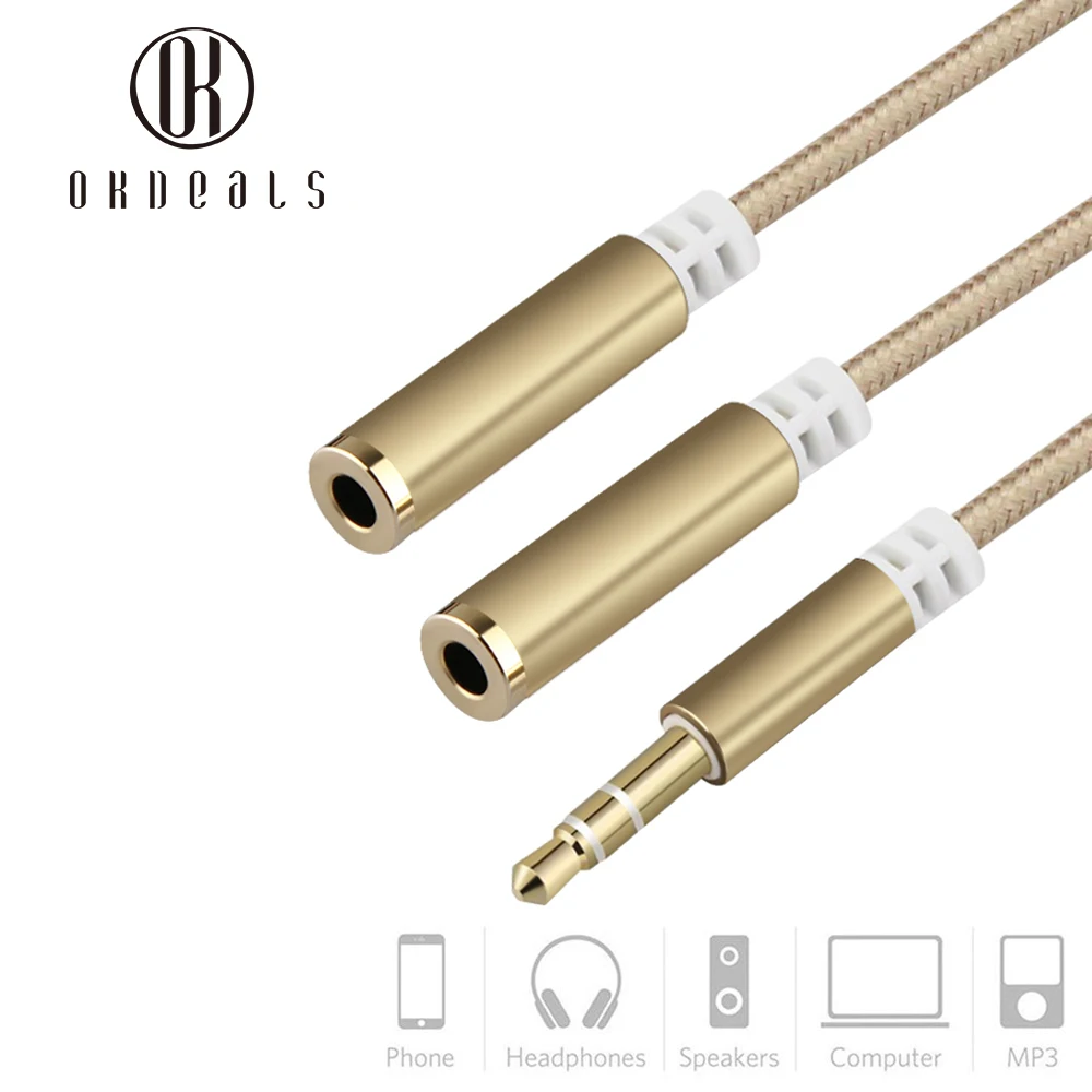 

1PC Universal 3.5mm AUX Audio Mic Splitter Cable Earphone Headphone Adapter 1 Male To 2 Female Headset Y Adapter Portable