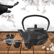 300 мл черные/Золотые чайные горшки, чайник с фильтром, японский стиль, чугунный чайник, чайная посуда, металлический чайный набор, пуэр, цветочный чай