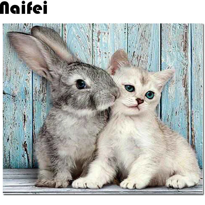 Diamond Embroidery Full Display Scenic Full Square Diamond Painting cat rabbit 5D DIY Cross Stitch Rhinestone Decor Home