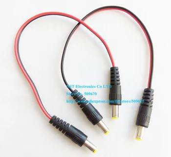 

Dual DC 5.5x2.1mm Male To Male Power Plug Extension Cable For CCTV Cmaera RED+Black Color About 28CM/Free shipping/50PCS