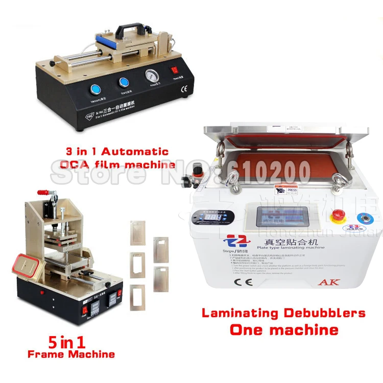 NEW KA OCA Vacuum Laminating machine Remover Machine Debubbler Integrated+5 in1 Frame Separator+3 in1 Automatic OCA film machine