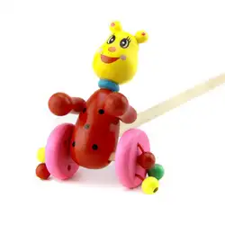 Деревянные животное на коляску обучающая игрушка мультфильм Форма Push Игрушка на коляску