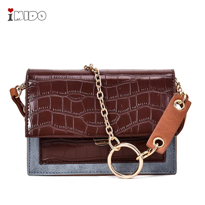 

Women Crocodile Pattern Patent Leather Handbag and Purse Female Black Small Flap Bag Solid Color Shoulder Crossbody Chain Bags