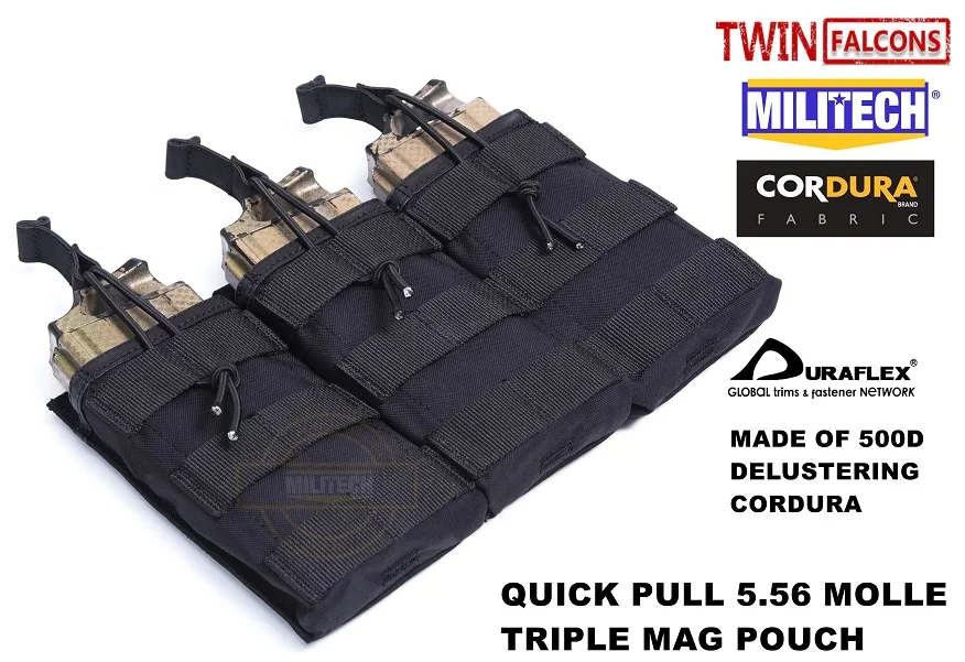 MILITECH TWINFALCONS TW Delustered первый-копье тройной 5,56 Открытый Топ Mag мешочек Военная переноска магазинная сумка Военная Боевая сумка для журналов - Цвет: Black