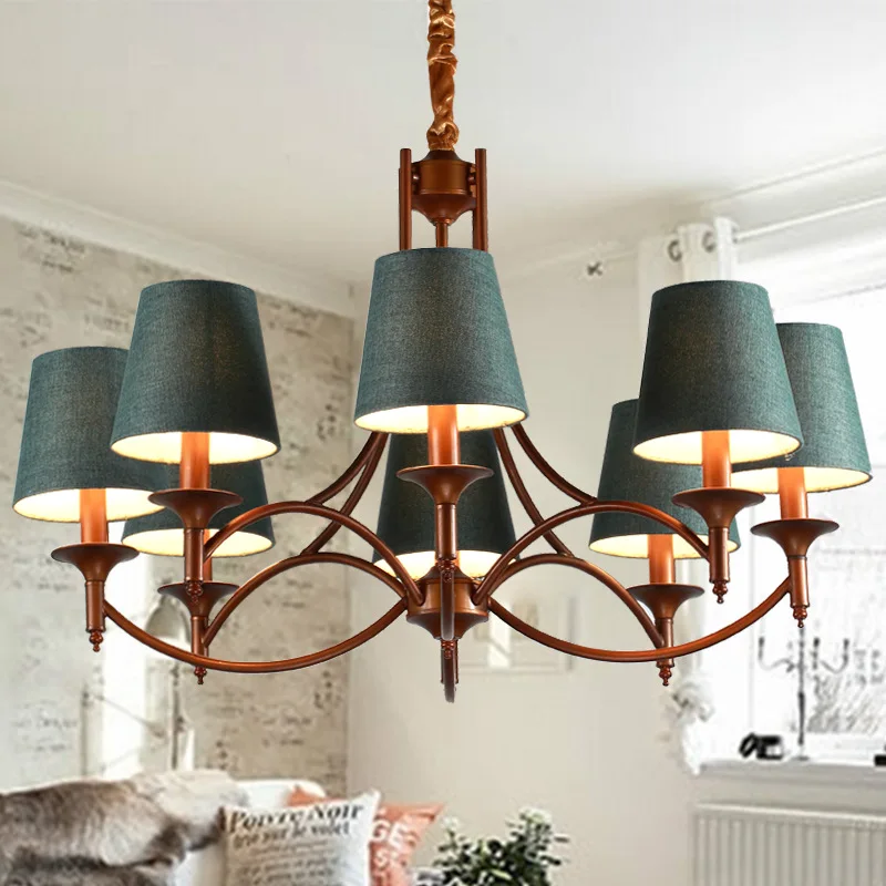 

europ style iron pendant light living room restaurant bedroom store cloth lampshade hanging light lamp E27
