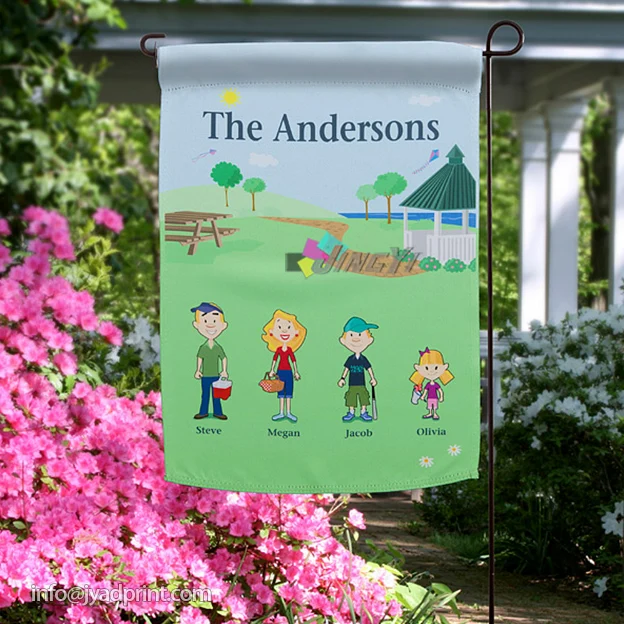 

Wholesale Cheap Decorative Garden Pole Flag with Metal Stand